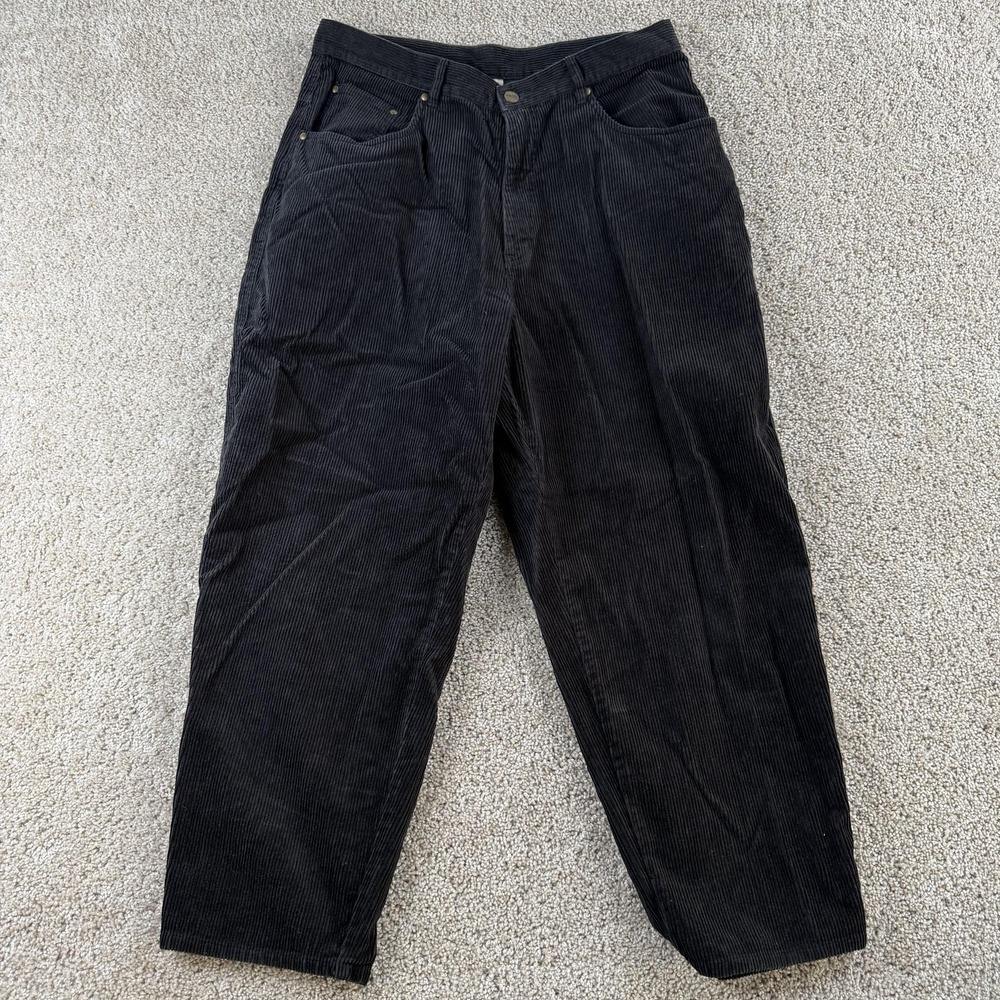 Vintage LL Bean Khakis Pants Womens 16 Petite Gray Corduroy Relaxed Casual